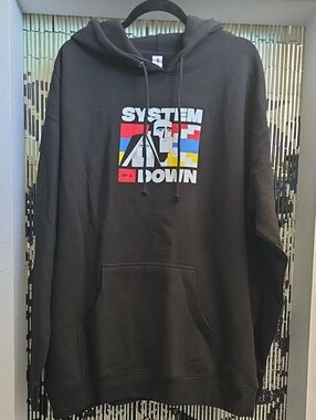 Black Graphic Hoodie System of a Down Band Logo Pullover Size XL